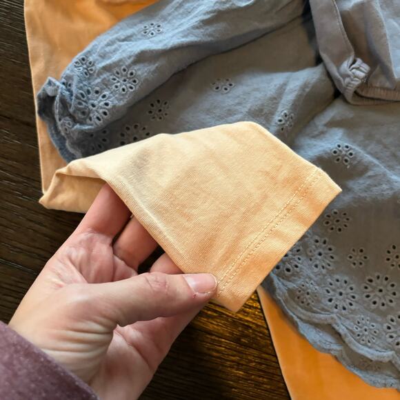 H&M Girls 9 Months Blue Dress and Tan Pants Outfit - Picture 6 of 8